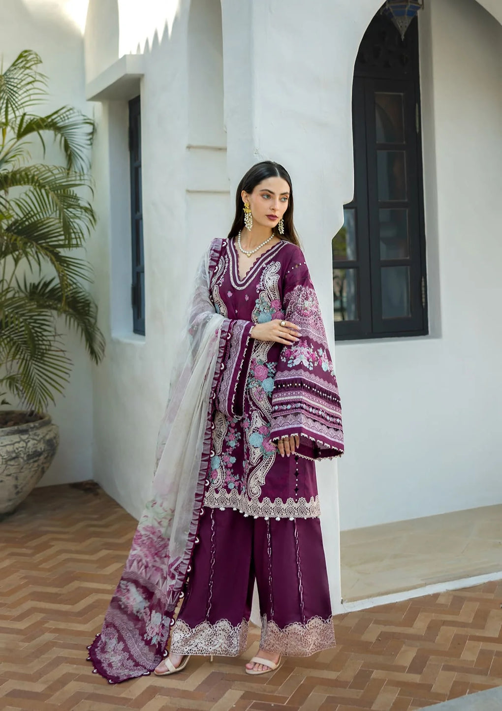 Elaf Embroidered Lawn Suits stitched 3 Piece EL25SL ETS-06B AZOTIC