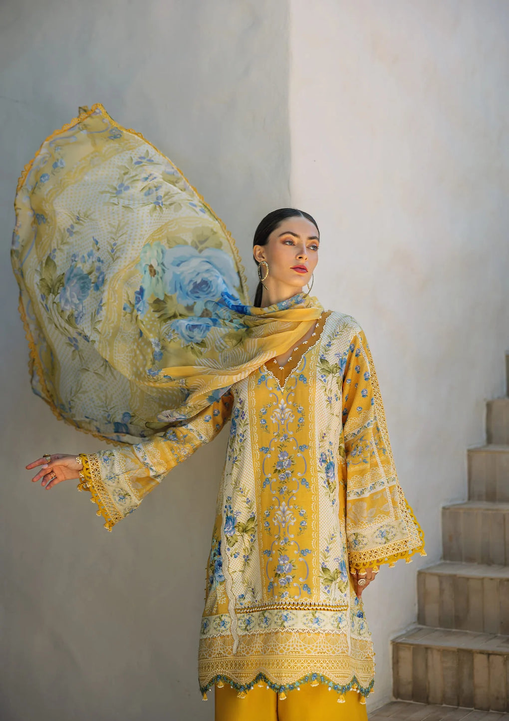 Elaf Embroidered Lawn Suits stitched 3 Piece EL25SL ETS-03B SUNGLOW