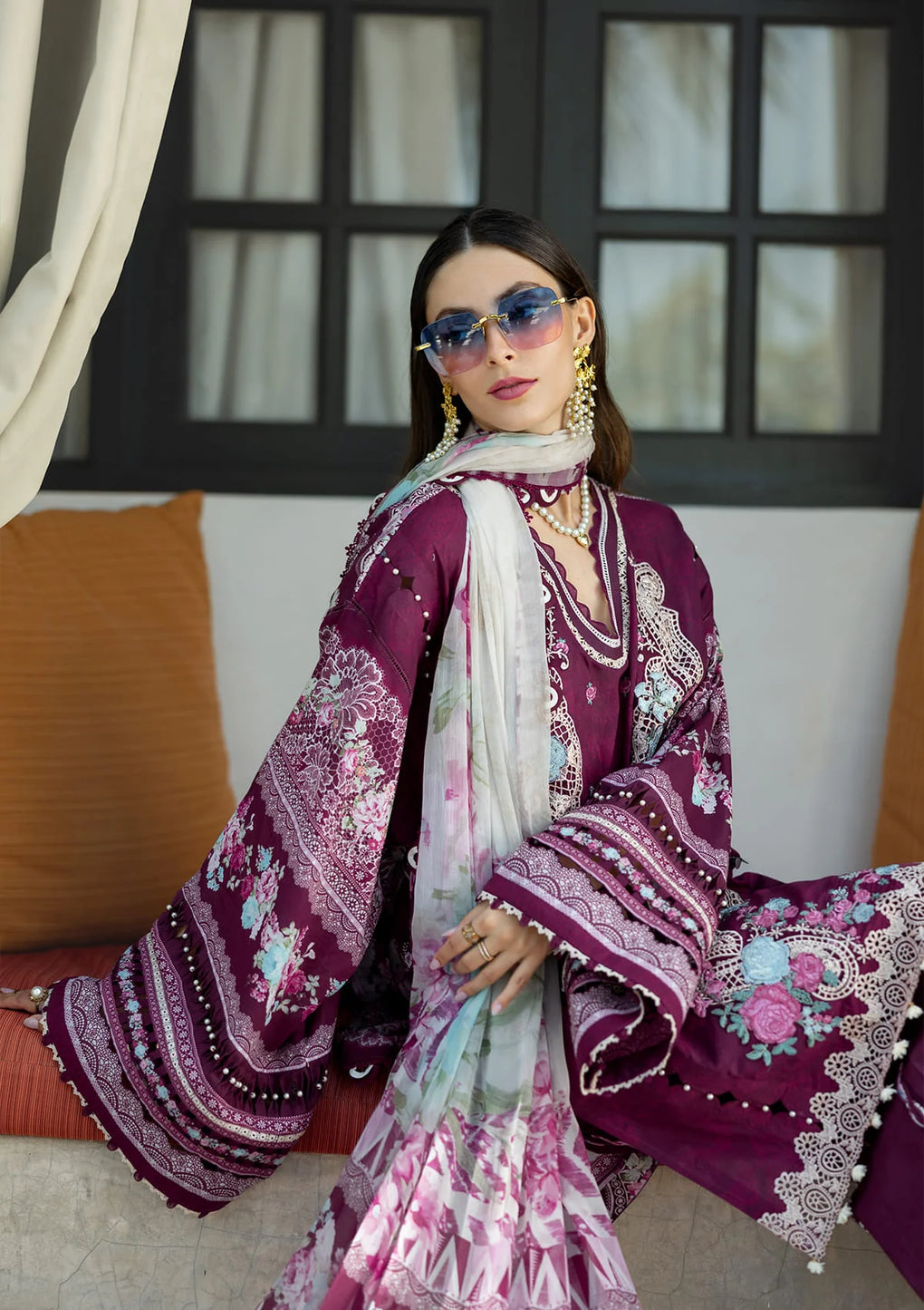Elaf Embroidered Lawn Suits stitched 3 Piece EL25SL ETS-06B AZOTIC