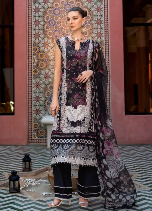 Elaf Embroidered Lawn Suits stitched 3 Piece EL25SL ETS-02B - Summer Collection