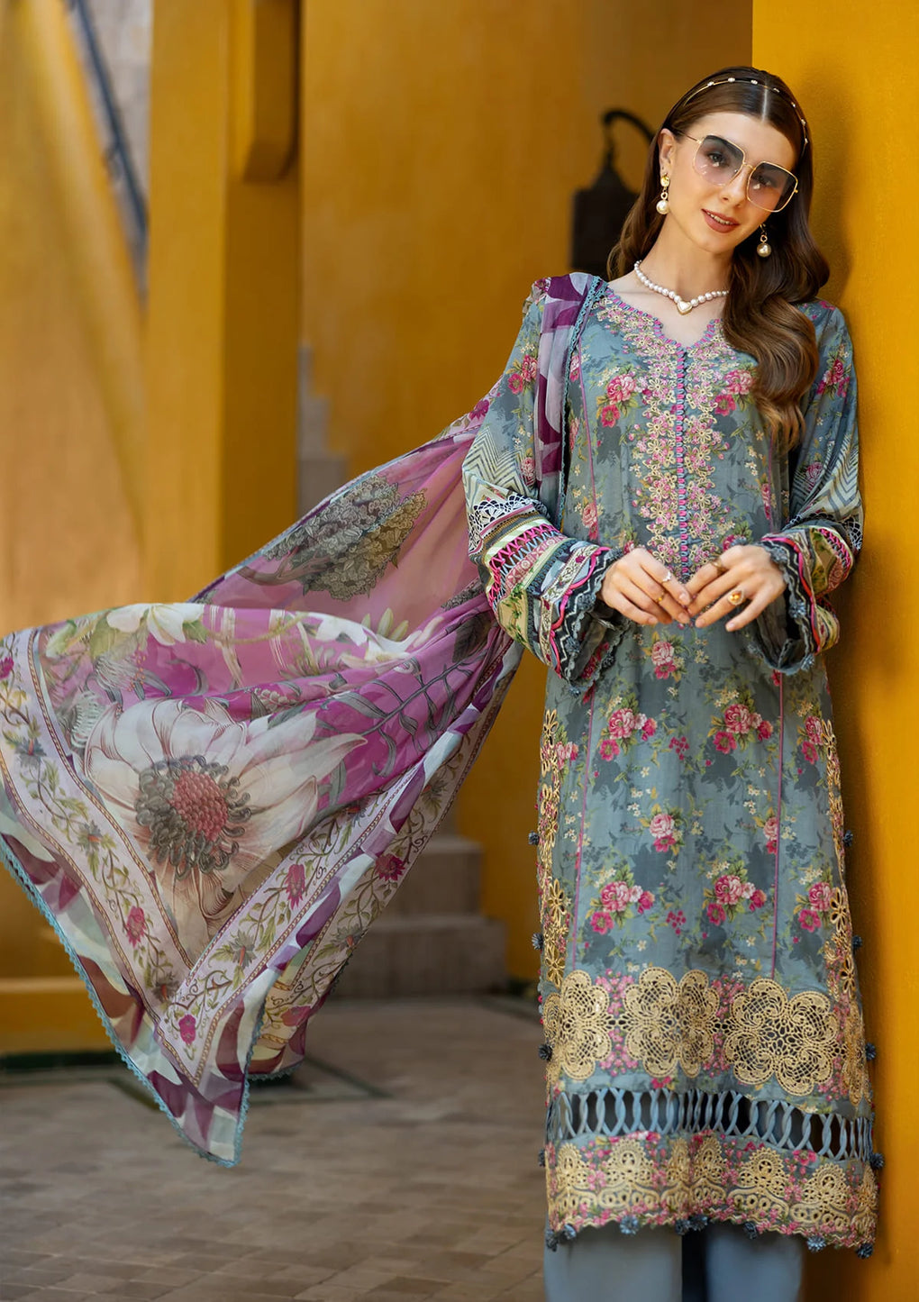 Elaf Embroidered Lawn Suits stitched 3 Piece EL25SL ETS-07B GLORY