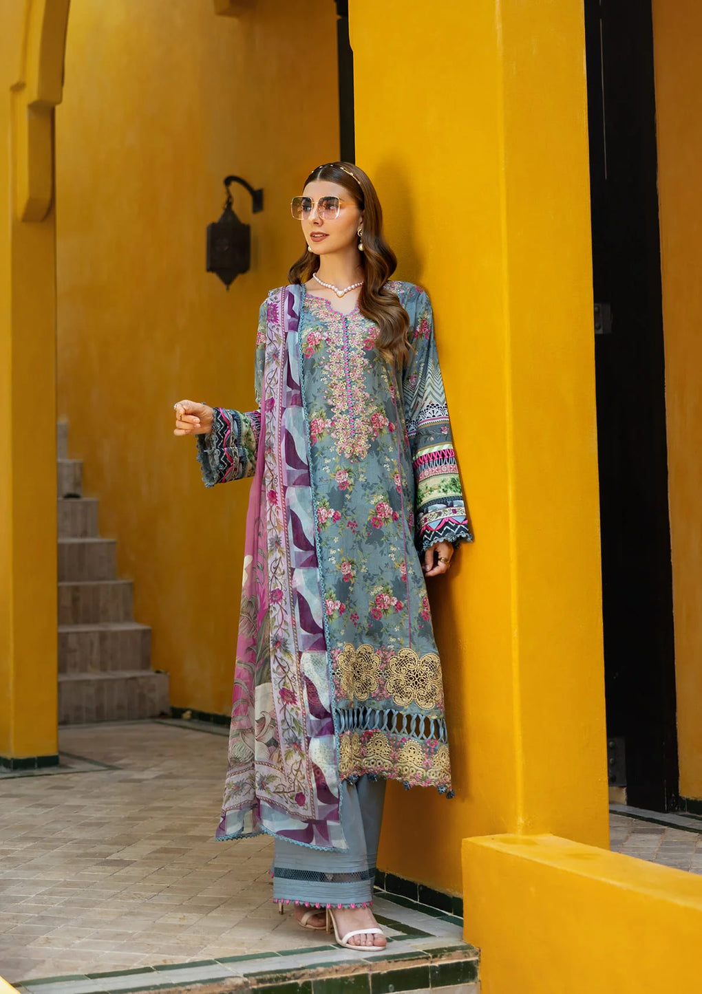 Elaf Embroidered Lawn Suits stitched 3 Piece EL25SL ETS-07B GLORY