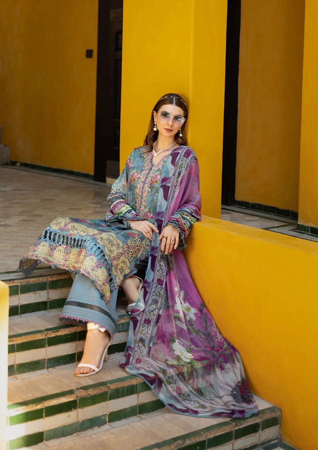 Elaf Embroidered Lawn Suits stitched 3 Piece EL25SL ETS-07B GLORY