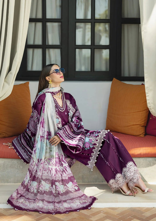 Elaf Embroidered Lawn Suits stitched 3 Piece EL25SL ETS-06B AZOTIC