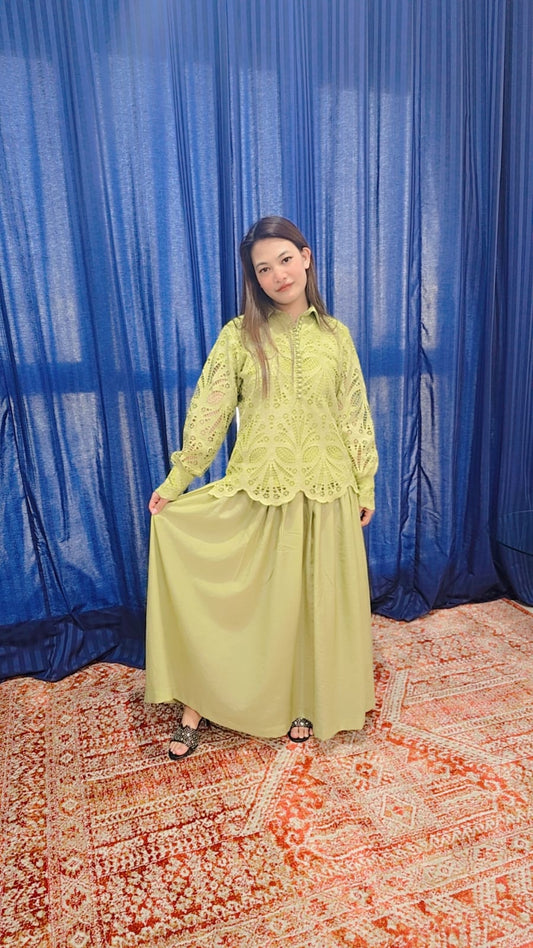 Chic Two-Piece Skirt and Blouse Outfit